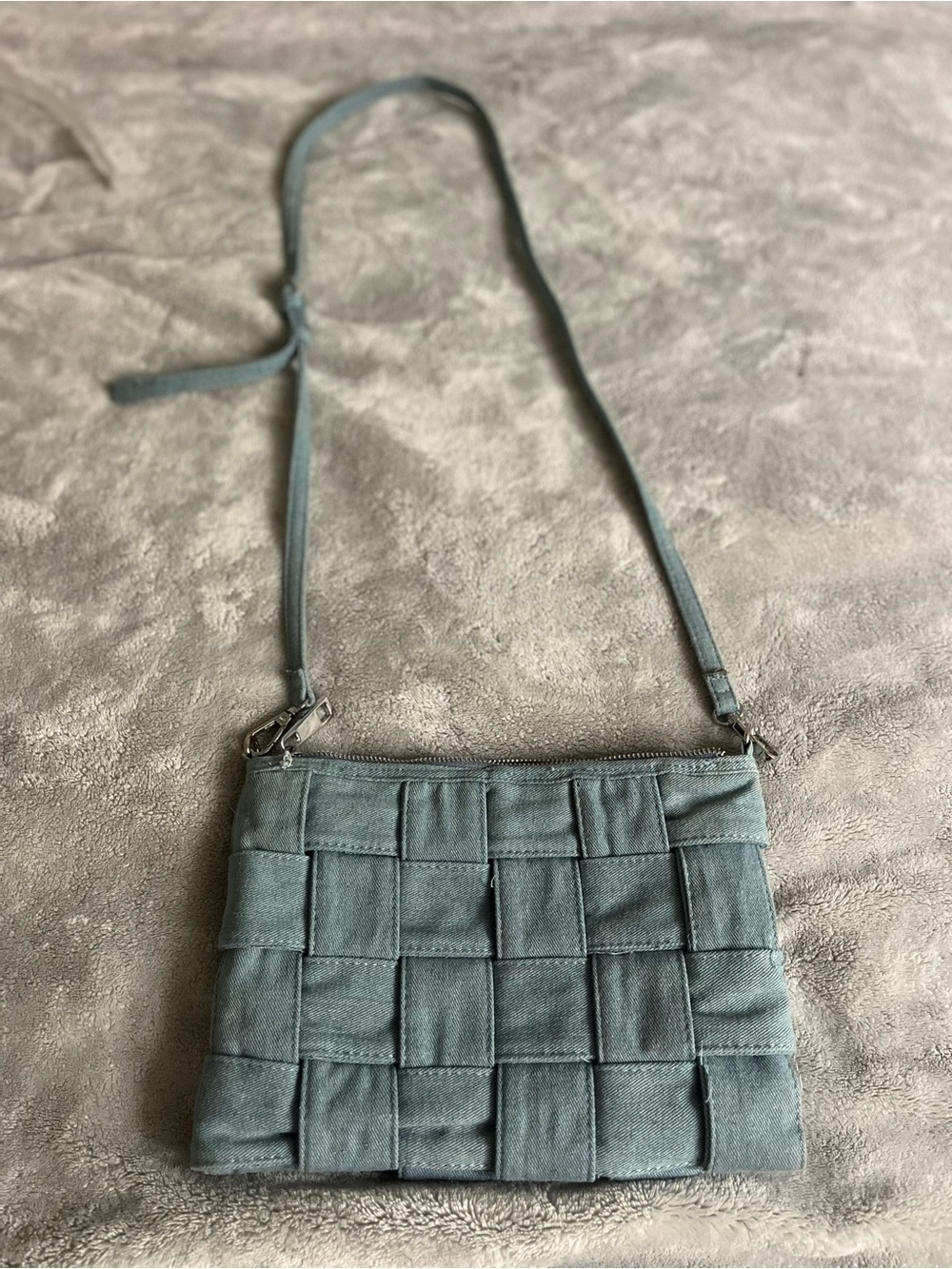 Woven Denim Crossbody / Shoulder Bag – Light Blue